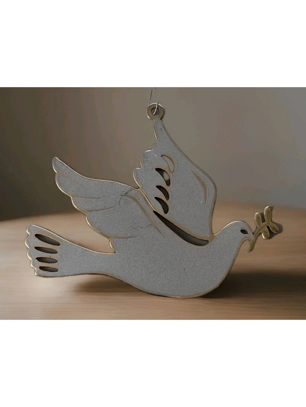 Vintage Signed G. Duchin 1987 USA Metal Enamel Christmas Ornament Dove